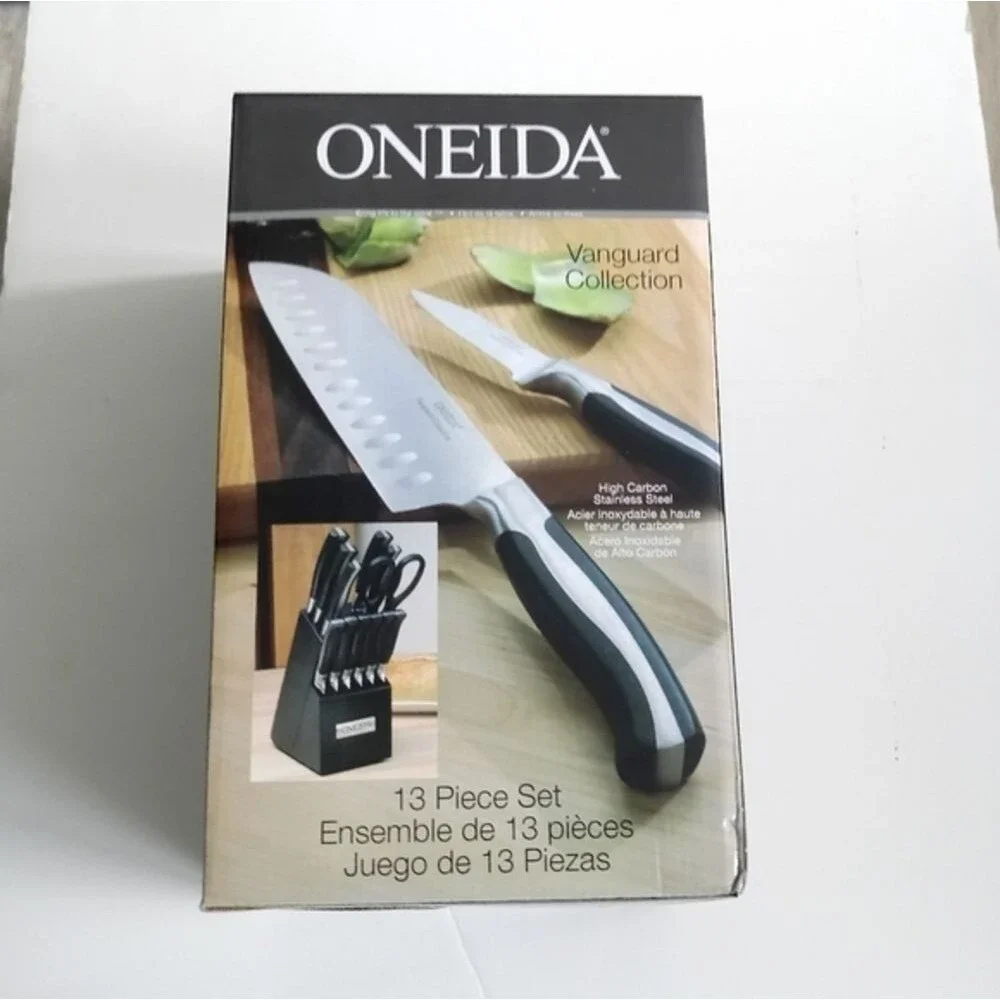Oneida Vanguard Stainless Steel Blades 13 Piece‎ Tang Knife Set Hardwood …